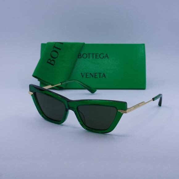 Bottega Veneta BV1241S 003 Cat Eye Sunglasses - Transparent Green/Gold/Green main image 8
